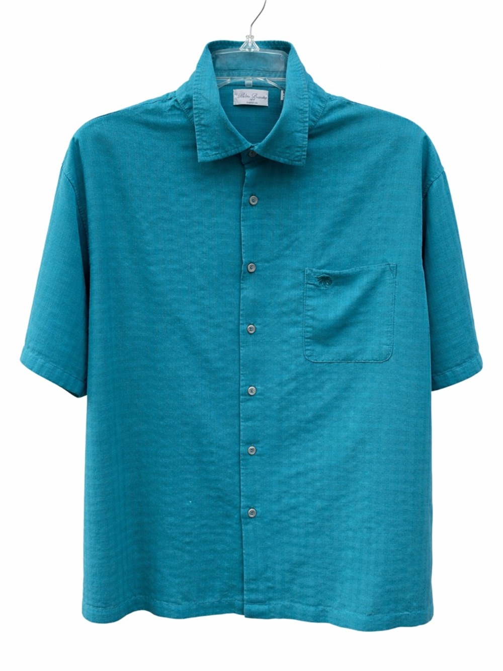 Palm Beach Blue Green Short-Sleeve Button-Up Shirt